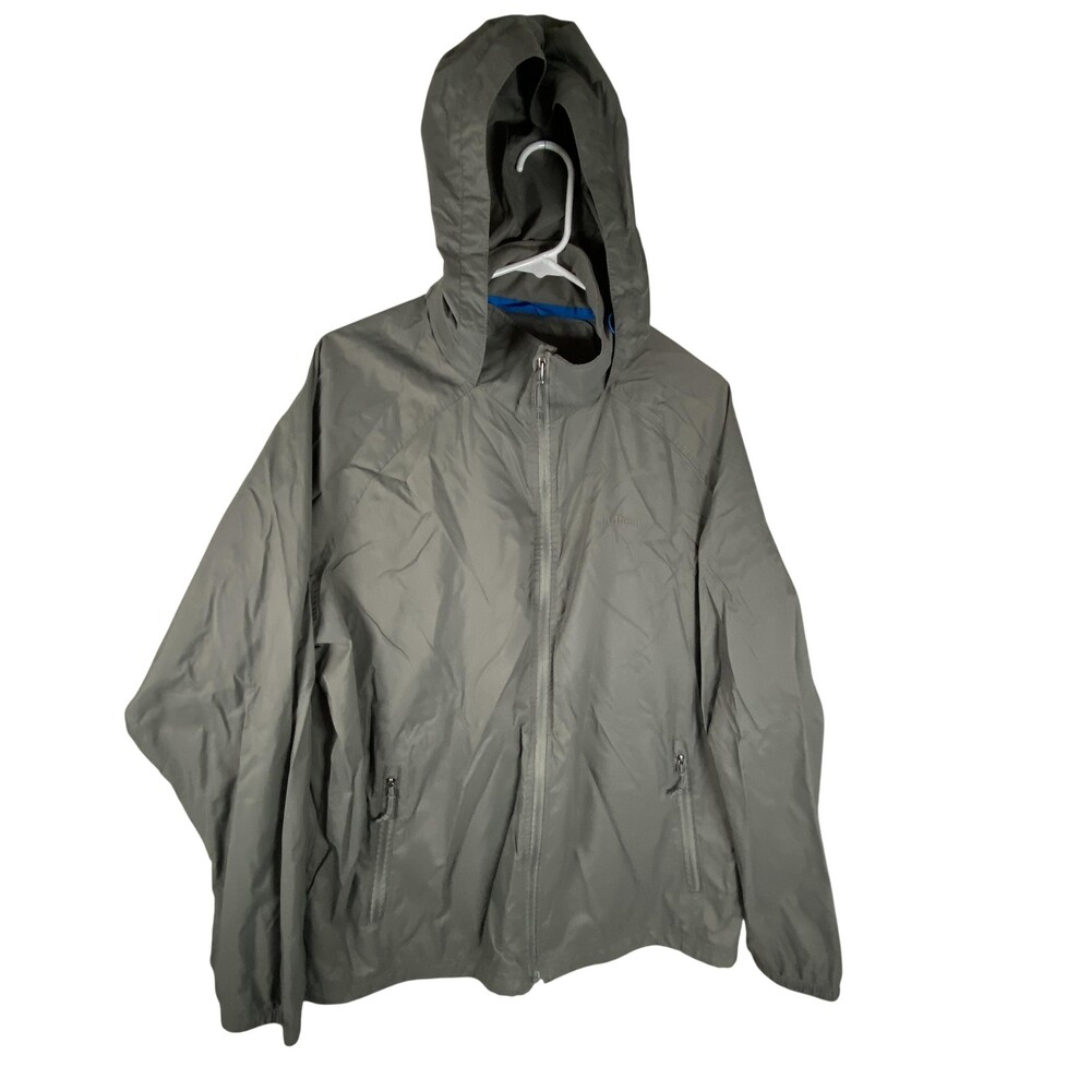 L.L.Bean Jacket Mens Large Gray Hooded Lightweight Nylon Windbreaker Full Zip